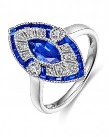 MARQUISE STYLE SAPPHIRE DIAMOND RING (TR3488)